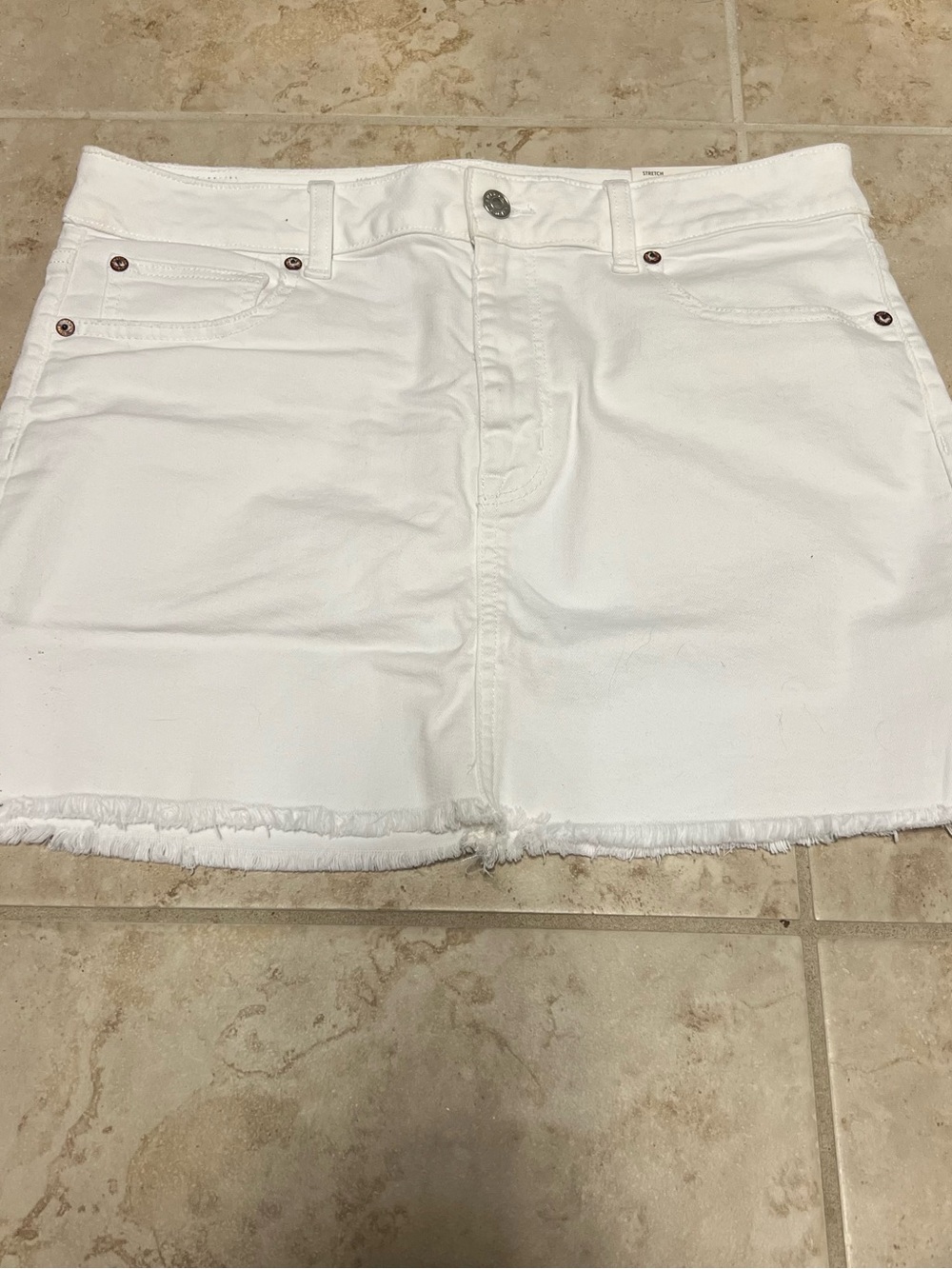 American Eagle Outfitters White High-Rise Stretch Denim Skirt